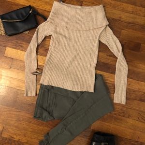 Off Shoulder Ribbed Sweater